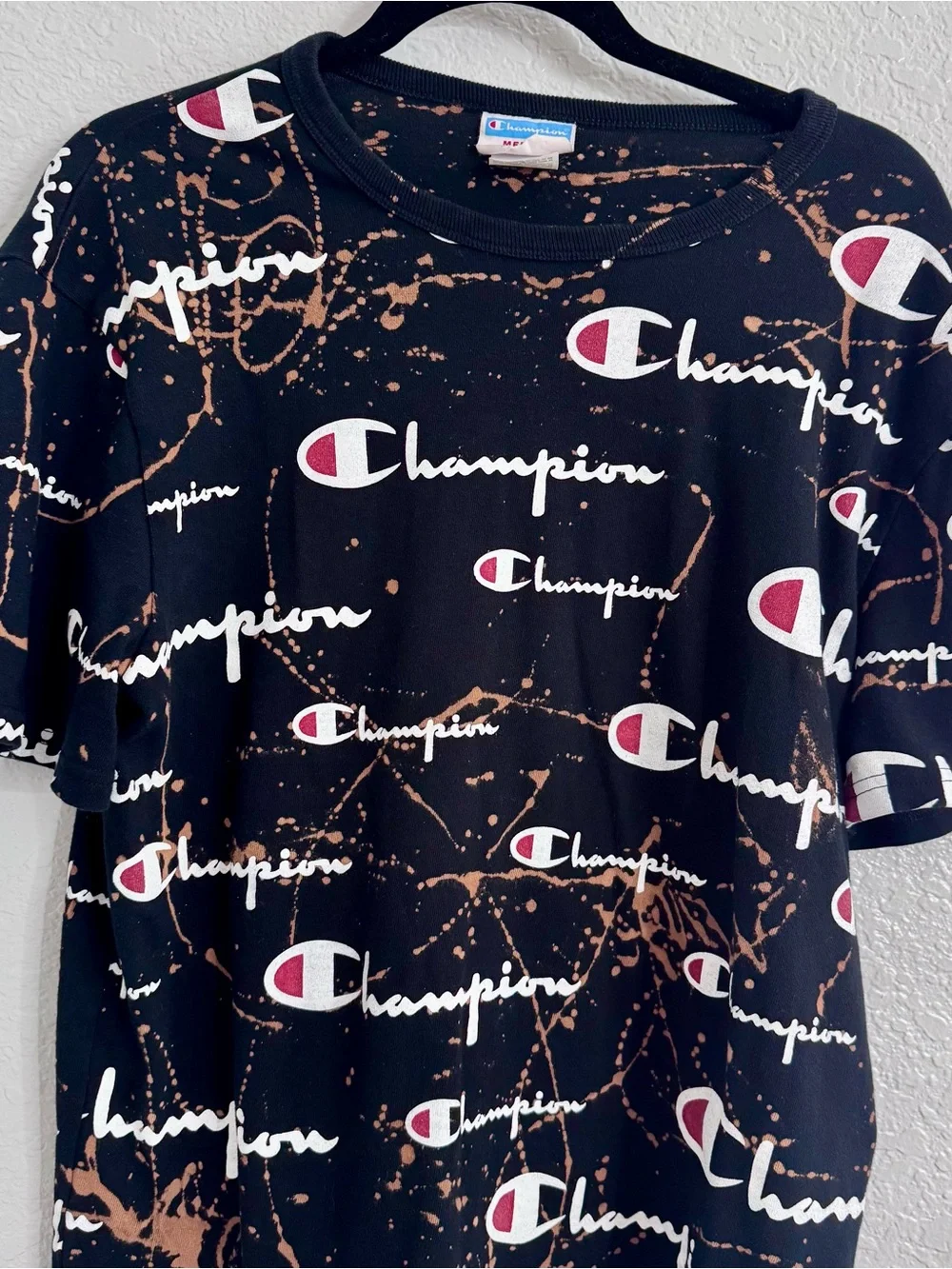 Champion Black Graphic Logo Tee with Brown Splatter - Picture 5 of 5